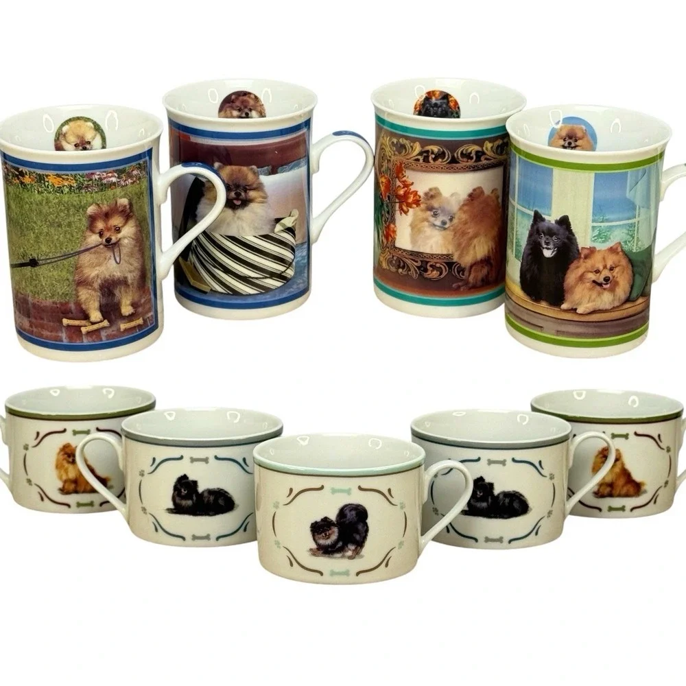 Danbury Mint Pomeranian Collection Coffee Tea Mugs Lot Of 9